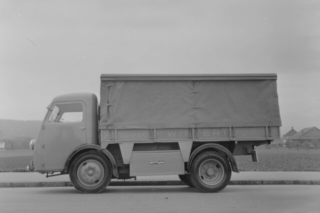 Elektrischer Lastwagen E.L 2540, hergestellt von Oehler für VOLG Winterthur